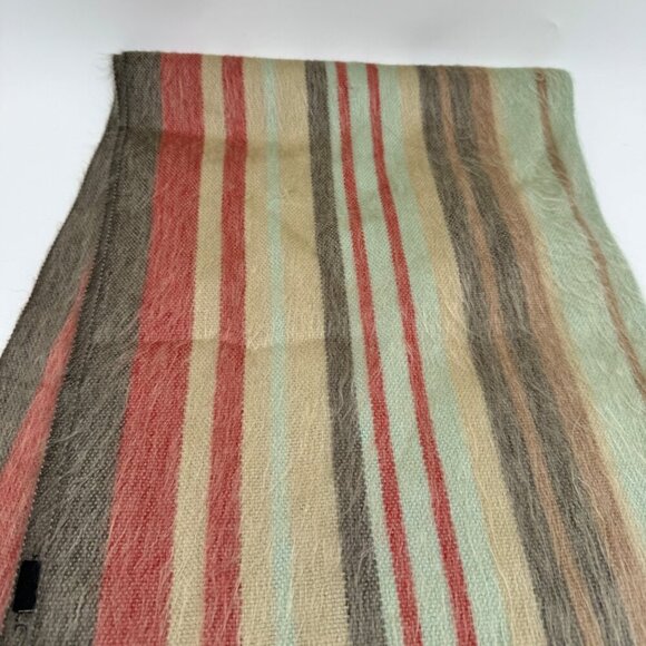SHUPACA QUALITY ALPACA BLEND Fringe Scarf Shawl Striped Green Tan Red Charcoal G - Picture 4 of 7